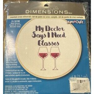 Dimensions Learn a Craft Counted Cross Stitch Kit My Doctor Says I Need Glasses